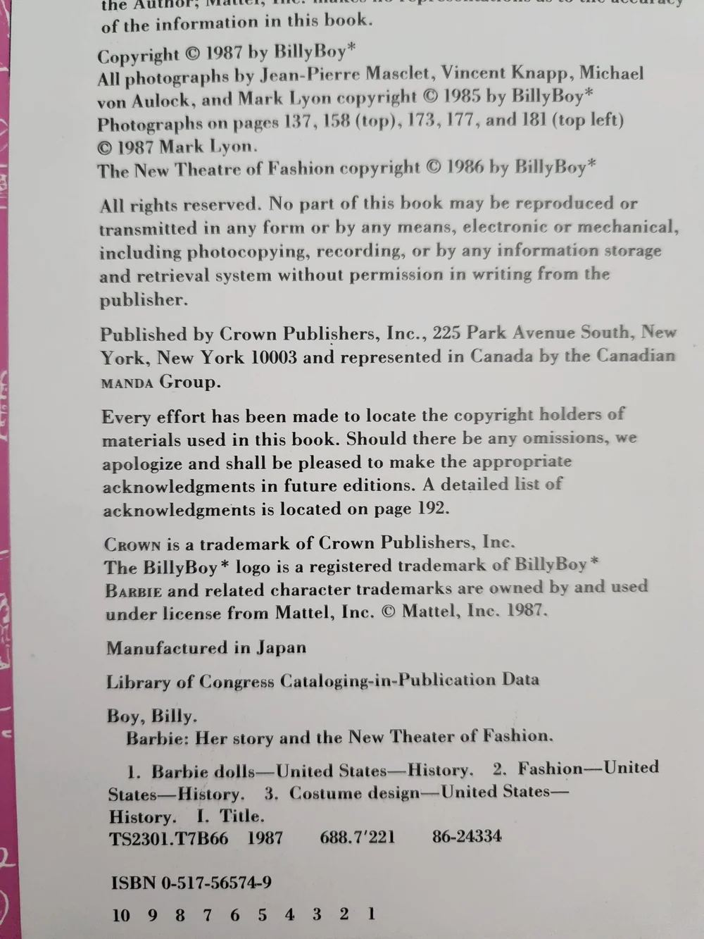 Barbie Her Life & Times Coffee Table Book